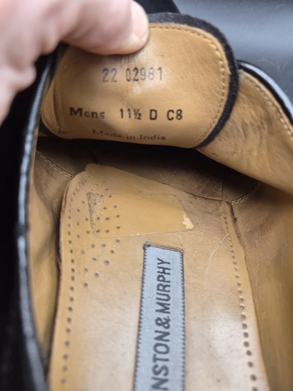 Johnston & Murphy Black Leather Cap-Toe Oxfords